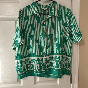 Calypso St. Barth Green and White Patterned Shirt